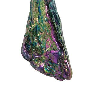 Handcrafted Rainbow Iridescent Blue Green Purple Titanium Coat Quartz 3" Pendant